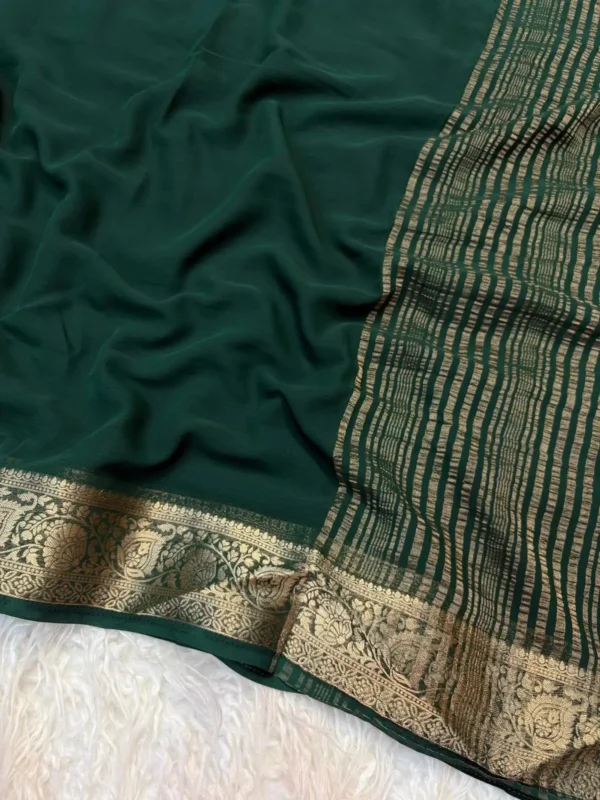 Viscose Crepe Georgette Saree green saree