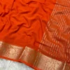 Viscose Crepe Georgette Saree Orange saree