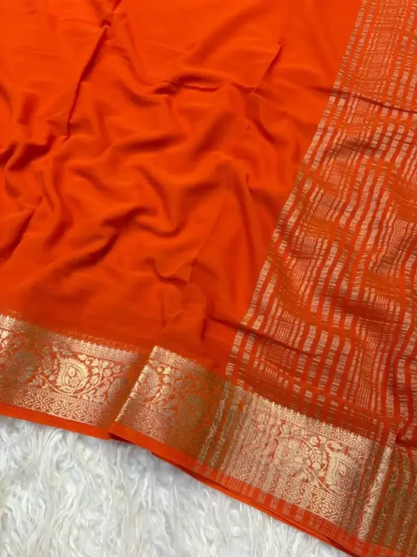 Viscose Crepe Georgette Saree Orange saree